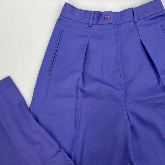 Vintage 80s KGR Nordstrom Periwinkle 100% Rayon Pants High Waist  Pin-Up - Picture 3 of 7
